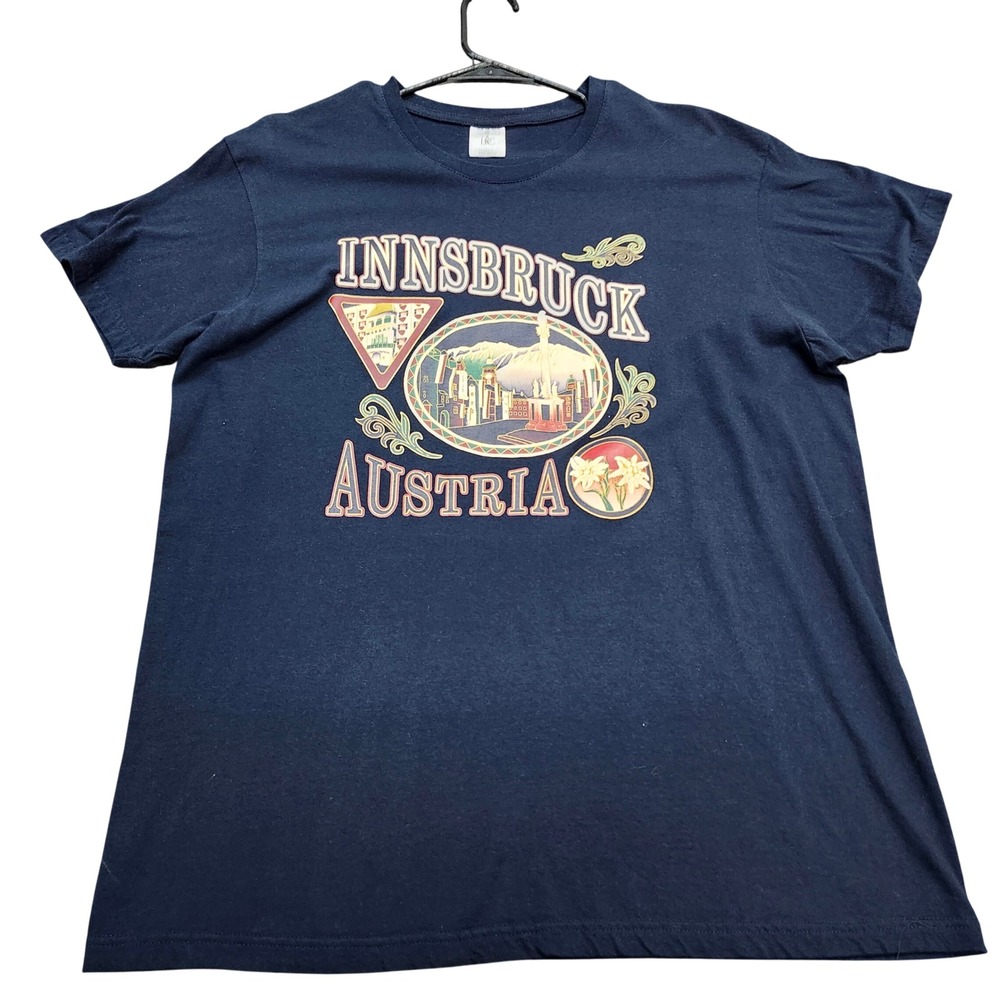 B&C Collection Innsbruck Austria Graphic T-Shirt Navy Blue Mens XL #E150